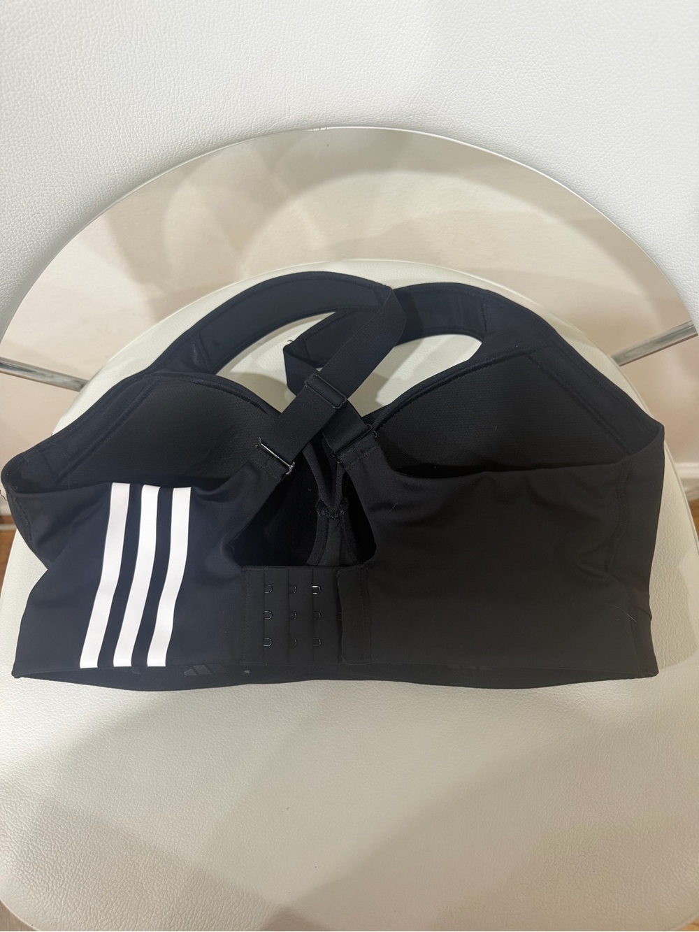 adidas Black Sports Bra with White Stripe Accents